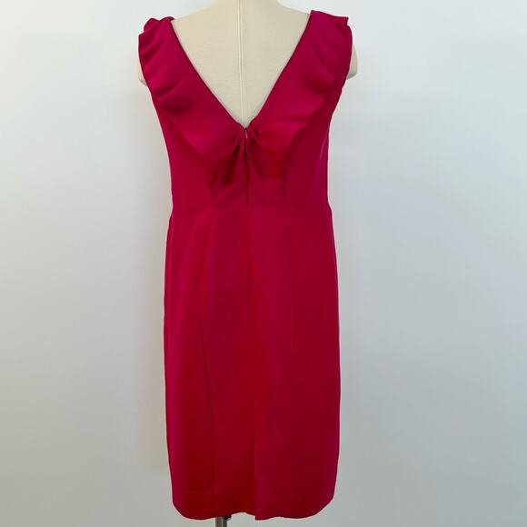 Valentino Silk Sheath Dress Ruffle Raspberry Pink | Fits like Medium - Picture 8 of 13